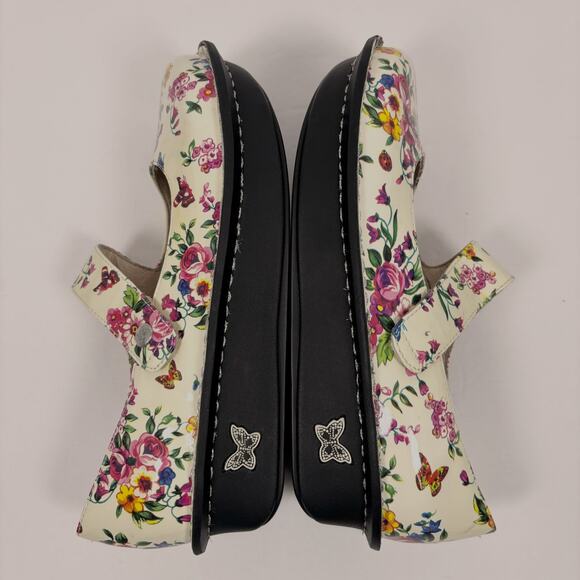 Alegria Paloma Mary Jane Shoes 39 8.5-9 Floral Butterfly Leather Ivory Coquette - Picture 6 of 11